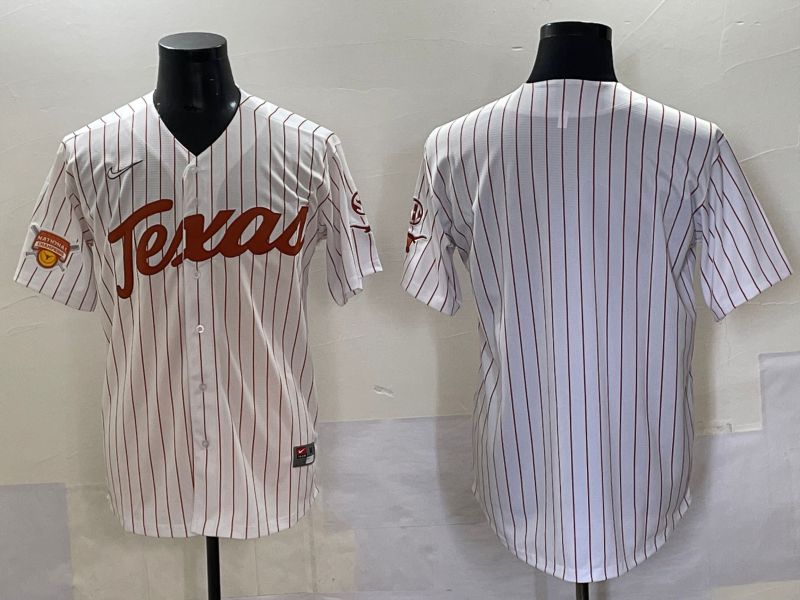 Men Texas Longhorns Blank White stripe Nike joint Name NCAA 2025 Jersey style 2